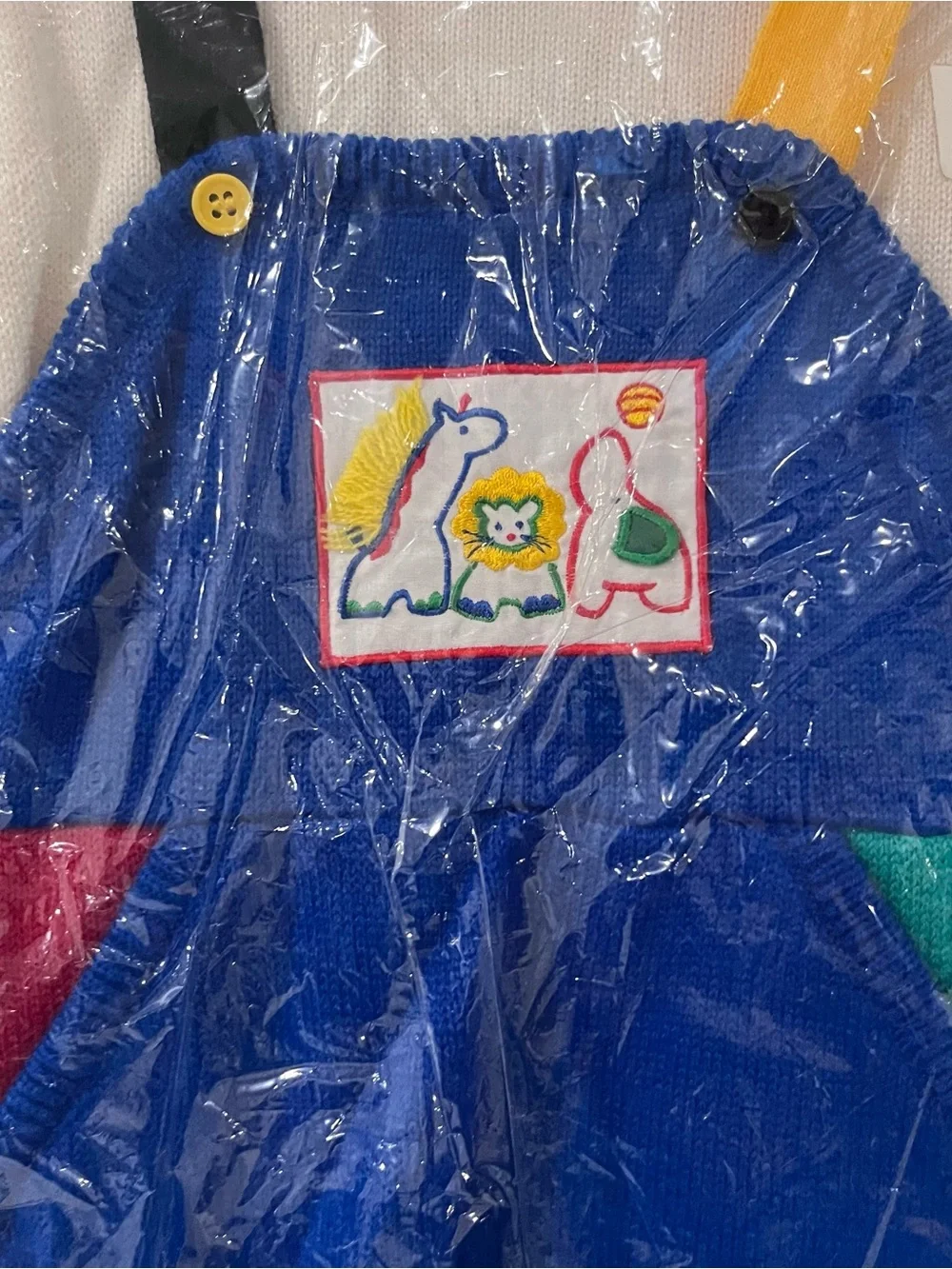 Vintage NEW Baby Boy Sweater Overalls With Shirt 18m Colorful Zoo Animals Winter